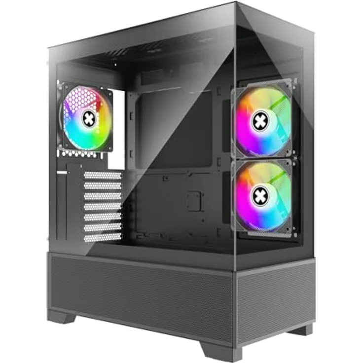 Xilence Gehäuse BEAM Schwarz (XG172), elegantes ATX Midi Tower Gehäuse mit Aquarium-Glas-Design, drei ARGB PWM Lüftern und hohem Airflow, Schwarz – Bild 1