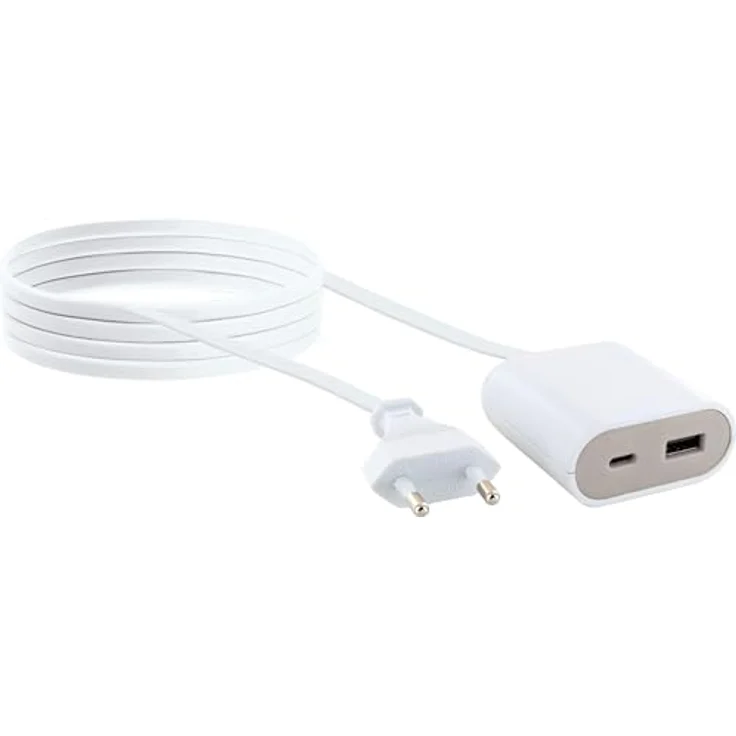 SCHWAIGER USB Ladeadapter Verlängerung 2,5m, Parallelladung von 2 Mobilgeräten, USB 3.1/2.0, angenehmes Weiterverwenden, USB Type C schnelles Laden
