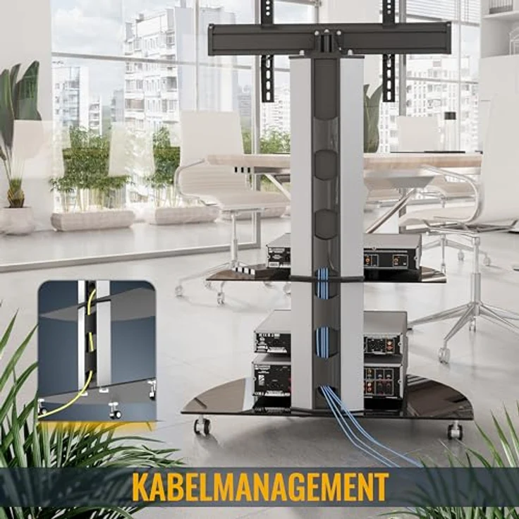 RICOO TV Ständer Rollbar Höhenverstellbar für 30-55 Zoll - Universal TV Ständer mit Rollen FS0502 - TV Stand - TV Standfuss Fernseher Standfuss bis 30 Kg, max. VESA 600x400 mm TV Ständer 55 Zoll, schwarz – Bild 5