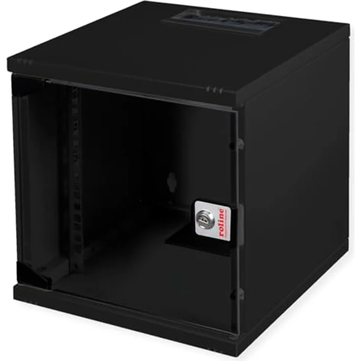 ROLINE 10-Zoll Wandgehäuse 6 HE, 312x300 BxT, schwarz, mit Vollglastür und zerlegbarer Konstruktion – Bild 1