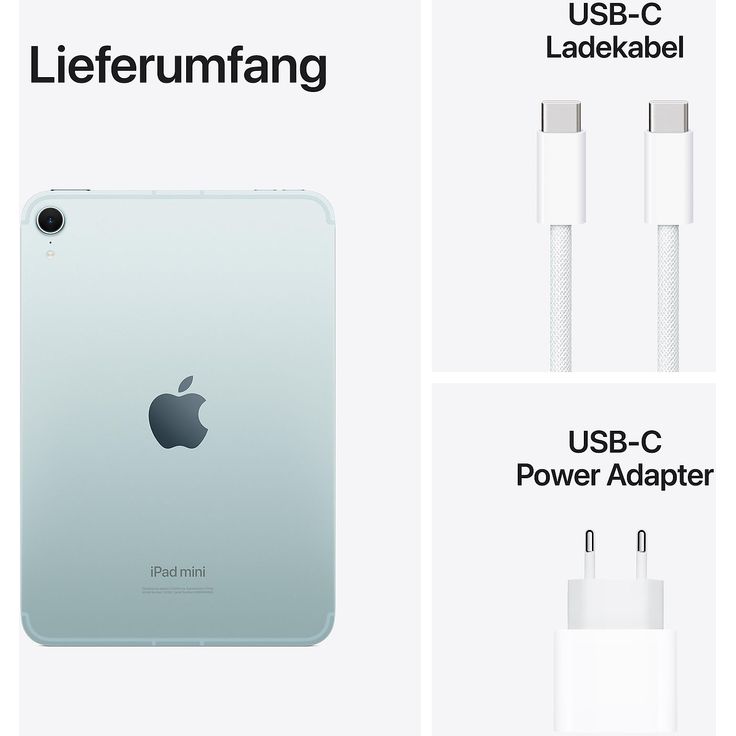 Apple iPad mini 7 (2024), Tablet, WiFi + 5G, 128 GB, 8,3 Zoll, 2.266 x 1.488 Pixel, iPadOS 18, 12 MP, Apple A17 Pro, Blau – Bild 8