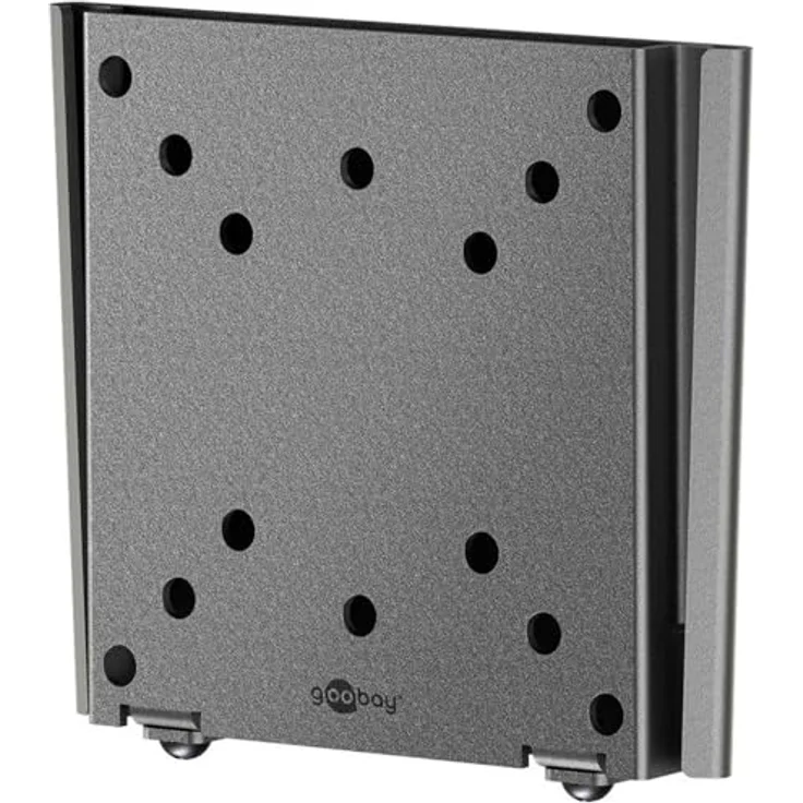 goobay Flache Universal TV Wandhalterung 74414, für 13-27 Zoll Monitore bis 30kg, VESA 100x100mm, 18mm Wandabstand, ideal für Wohnmobile – Bild 1