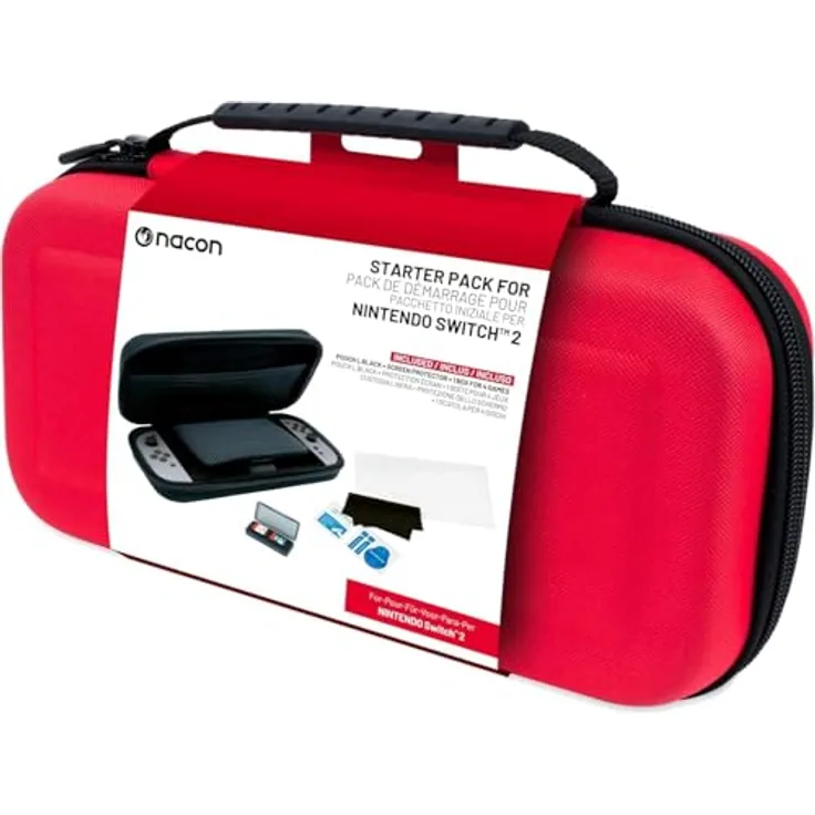 NACON SWITCHNEWPACK5RED Hartschalenkoffer für Nintendo Switch 2, rot, schlagfest