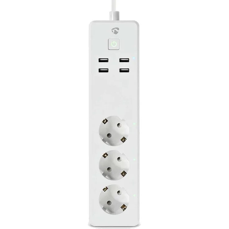 Nedis SmartLife Power Strip Wi-Fi, Steckdosenleiste mit 3 x Schutzkontakt (CEE 7/3), 4 x USB, 16 A, 3680 W, 1.80 m