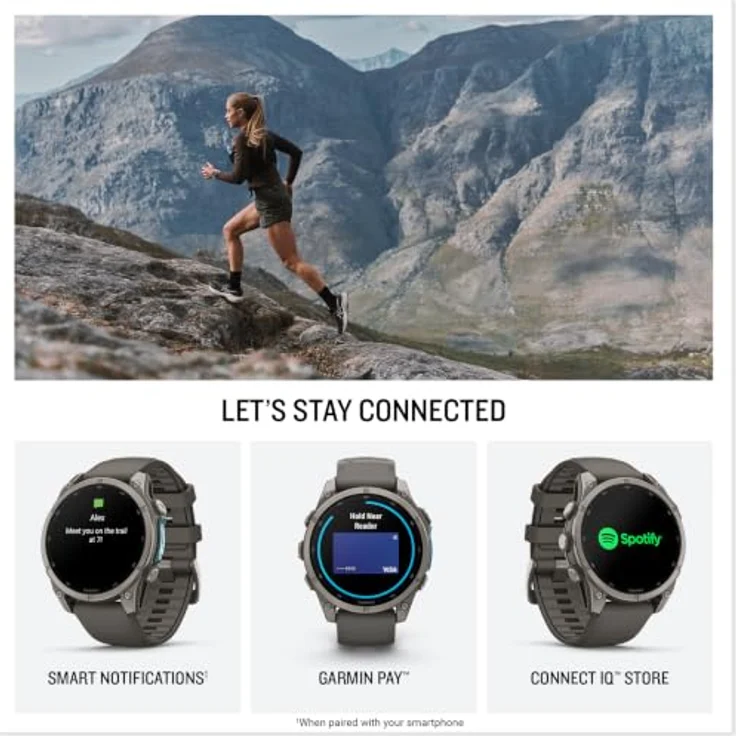 GARMIN FENIX 9, 47 MM Multisport GPS-Smartwatch mit Titan-Lünette, AMOLED Touchdisplay, Saphirglas, Kieselgrau – Bild 4