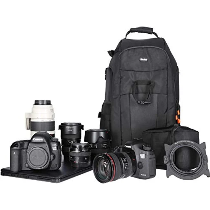 Rollei Fotoliner Fotorucksack L I großer Kamerarucksack I Daypack I inkl. Laptop-Fach,Regenschutz und Handgepäck tauglichen Maßen I Schwarz – Bild 2