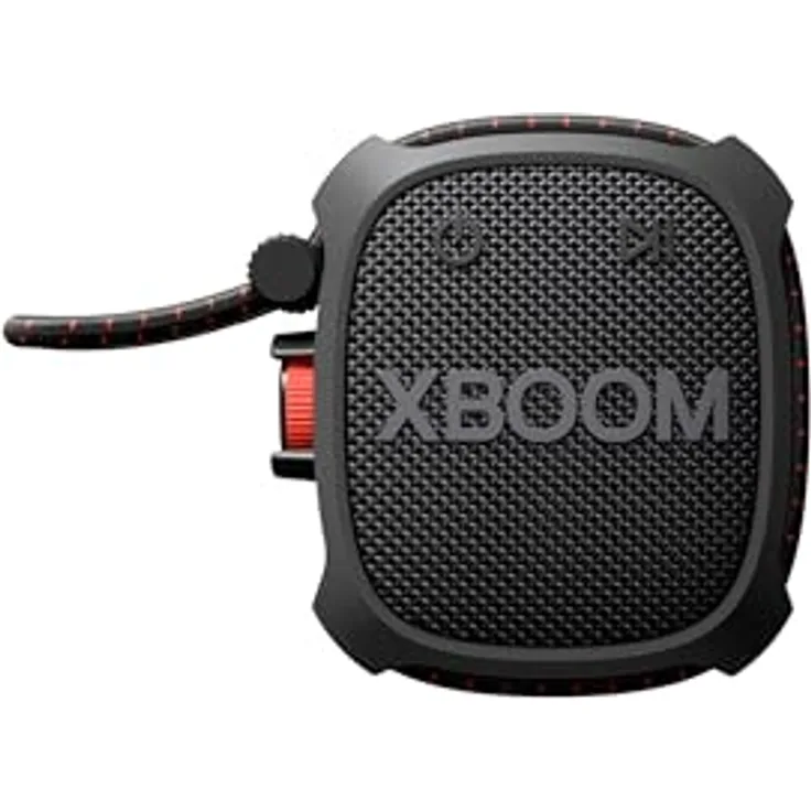 LG XBOOM Go DXG2T, tragbarer Bluetooth-Lautsprecher (5 Watt, Google Assistant, Siri, Strap), Schwarz