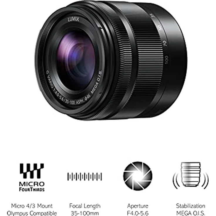 Panasonic H-FS35100E LUMIX G Vario Telezoom 35-100 mm F4.0-5.6 ASPH. Objektiv (70-200 mm KB, O.I.S. Bildstabilisator) schwarz – Bild 2