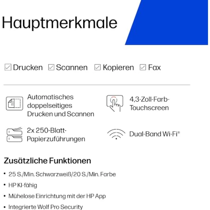 HP OfficeJet Pro 9132, All-in-One 4 in 1 Farb-Tintenstrahl-Multifunktionsdrucker grau, Duplex-Druck, HP Instant Ink-fähig, 25 ISO-Seiten/Min. – Bild 4