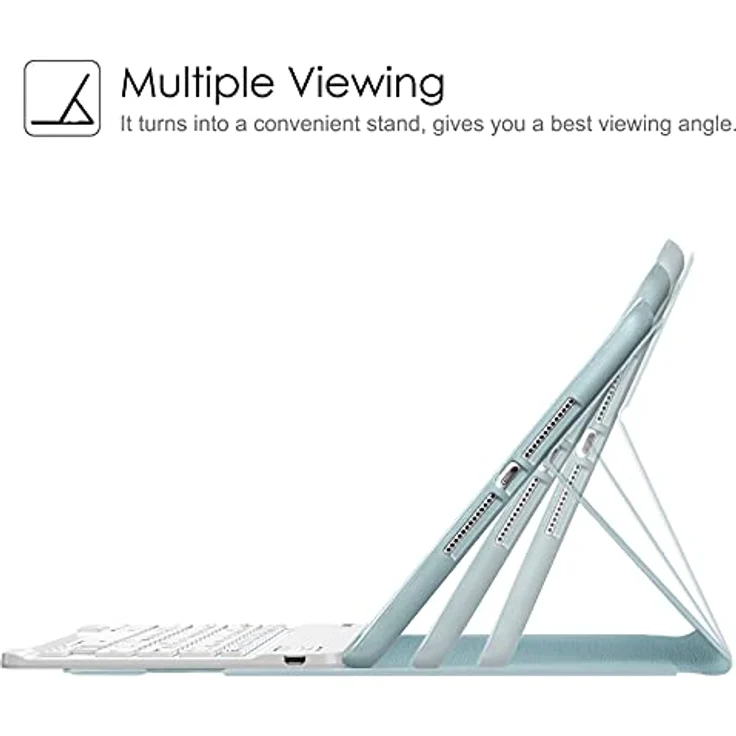 Fintie Tastatur Hülle für iPad 9.7 2018 (6. Generation), Eisblau - Soft TPU Rückseite Gehäuse Keyboard Case mit eingebautem Pencil Halter, magnetisch Abnehmbarer QWERTZ Bluetooth Tastatur – Bild 4