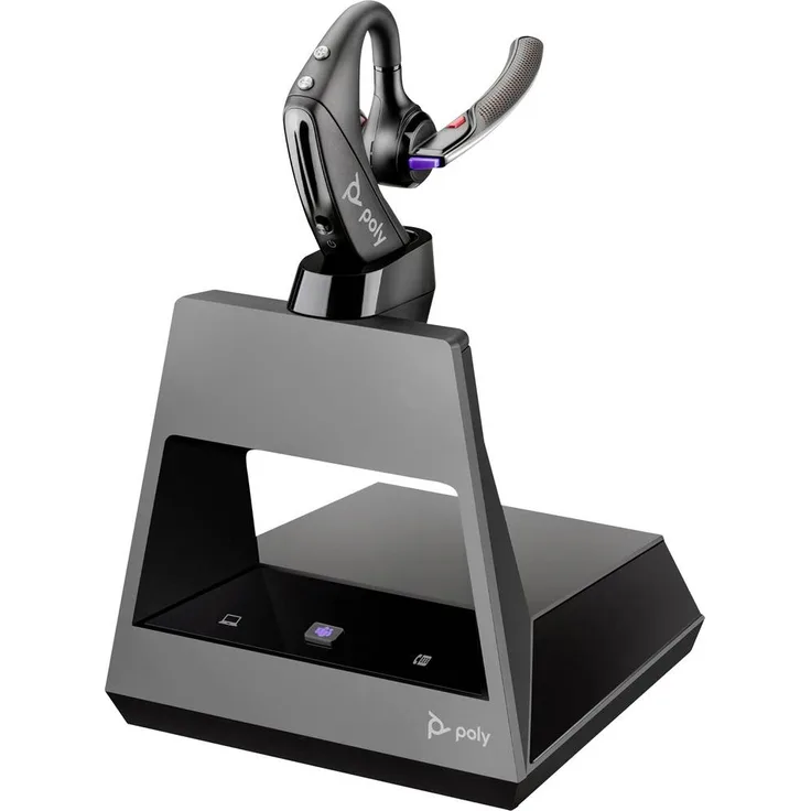HP Poly Voyager 5200-M Office In Ear Headset, Kabellos mit Geräuschunterdrückung, Schwarz, inkl. Bluetooth® Basisstation