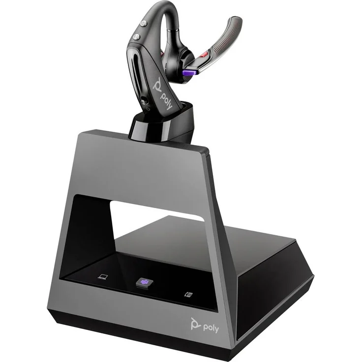 HP Poly Voyager 5200-M Office In Ear Headset, Kabellos mit Geräuschunterdrückung, Schwarz, inkl. Bluetooth® Basisstation
