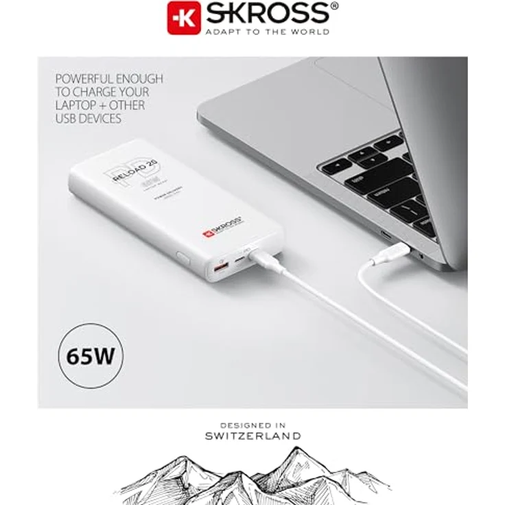 SKROSS Reload 20 65W PD Powerbank - Tragbares Ladegerät mit 3 USB-Schnellladeanschlüssen – Bild 4