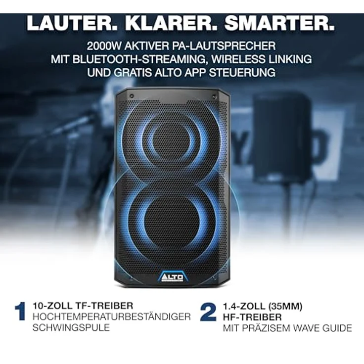 Alto Professional TS410, Aktiver Lautsprecher mit 2000 W, 10 Zoll Treiber, Bluetooth und App-Steuerung – Bild 2