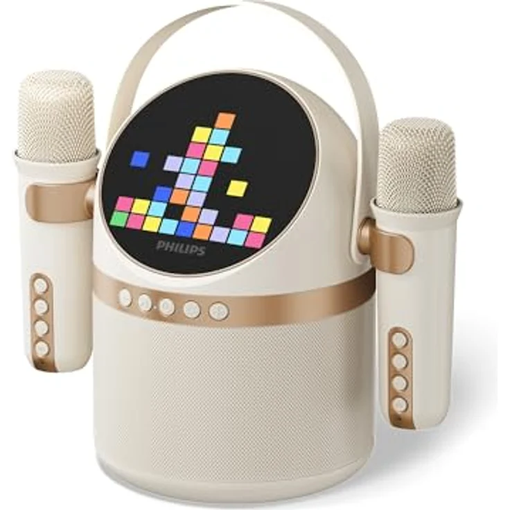 Philips TAS2509WT/00 Tragbarer Karaoke Speaker, Bluetooth Lautsprecher mit Dual Mic, 10 Watt, Weiss – Bild 2