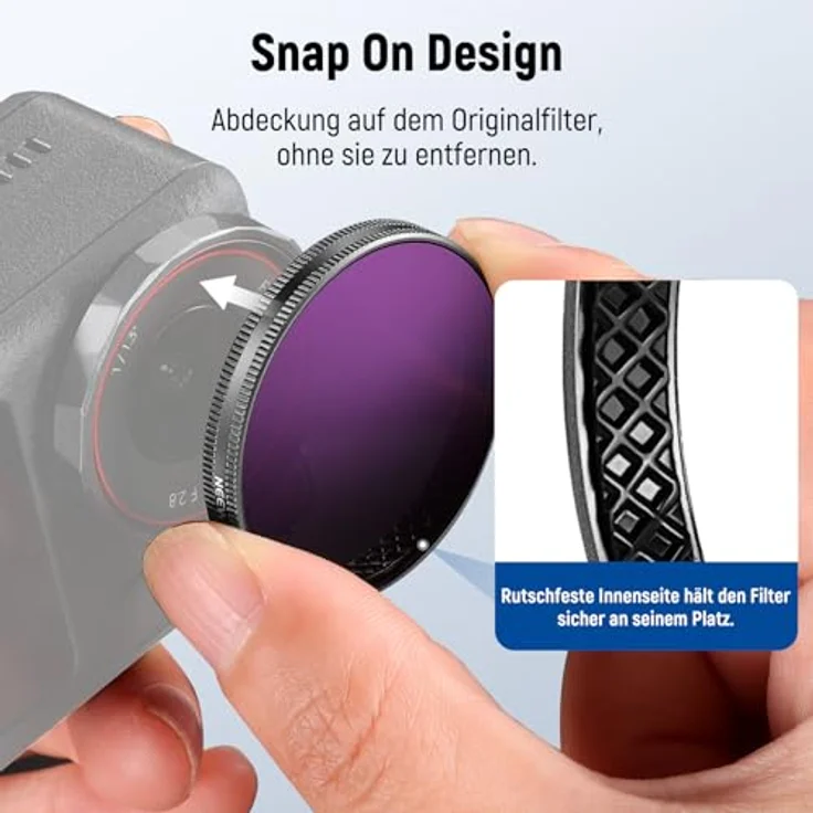 NEEWER Snap On ND Filter Set für DJI Osmo Action 5 Pro/4/3, 4er Pack ND8+ND16+ND32+CPL, HD Glas, praktische Montage, nicht kompatibel mit Osmo Nano – Bild 3