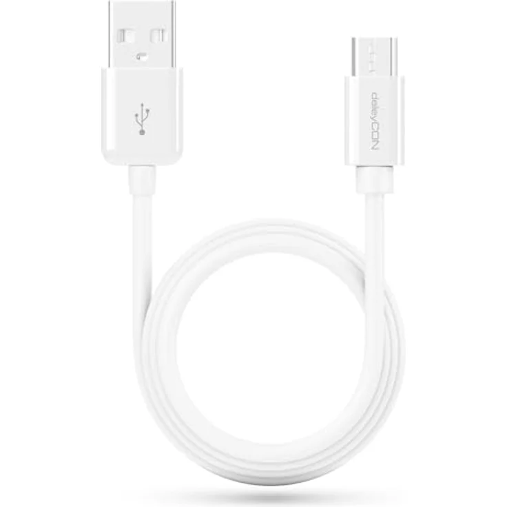 deleyCON 3,0m Micro USB Ladekabel, USB 2.0 High Speed Daten- und Ladekabel für Android Smartphones, Tablets und mehr, Weiß – Bild 4