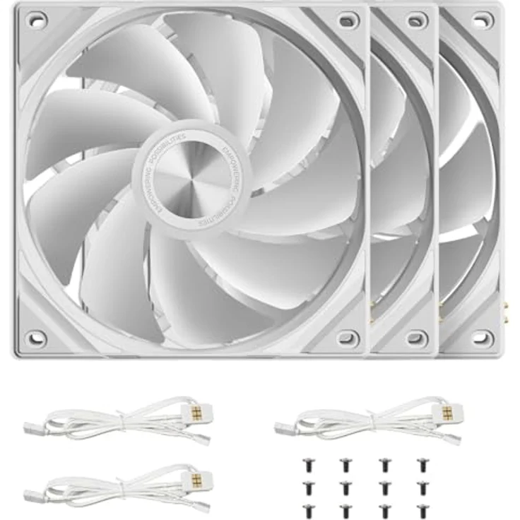TRYX ROTA SL ARGB Reverse Lüfter, 3er-Pack 120mm mit FDB-Lager und magnetischem Kabel, weiß – Bild 2