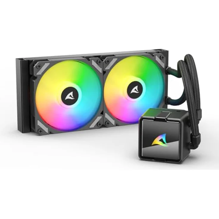 Sharkoon S50 ARGB AIO Black, Wasserkühlung mit 240-mm-Radiator und 120-mm-ARGB-PWM-Lüftern – Bild 1