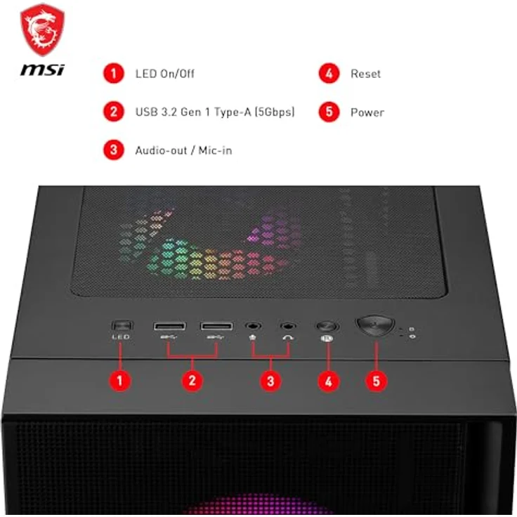MSI PC-Gehäuse MSI Midi MAG Forge 120A Airflow, Gehärtetes Glas, ARGB-Lüfter, ATX Support – Bild 6
