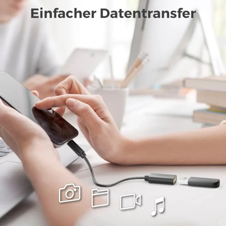 deleyCON Adapter USB C auf USB A - OTG, 0,2m Datenkabel mit 480 MBit/s, Schwarz, kompatibel mit iPhone 16 Pro Max, iPad Pro, MacBook, Galaxy S24/S23/S22 und mehr – Bild 6