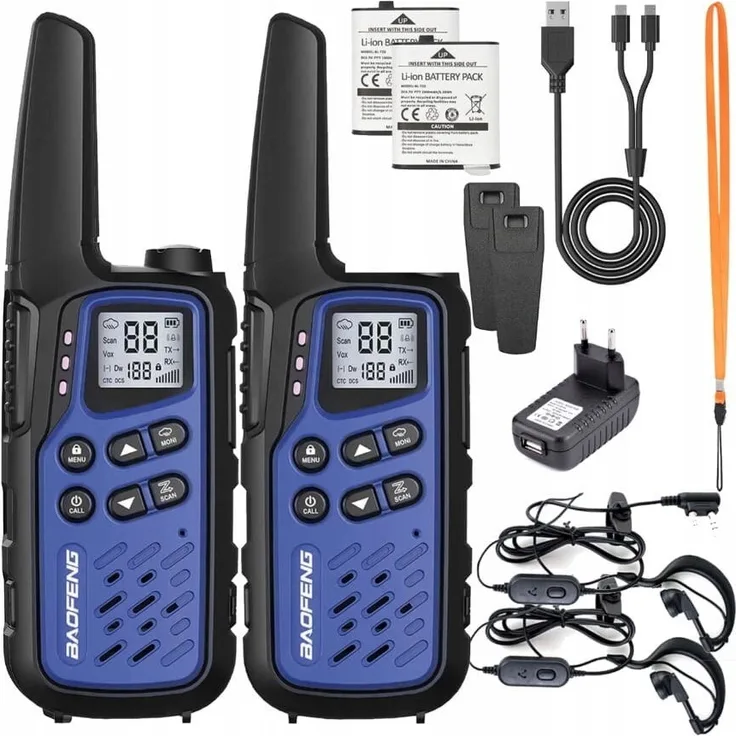 Baofeng BF-T25E, Mikrofon Funkgerät mit 16 Kanälen, VOX-Funktion, dunkelblau
