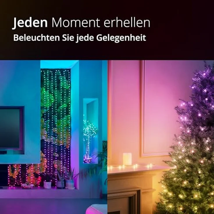 Twinkly Candies - Lichterkette mit 200 RGB-LEDs - App-gesteuerte Weihnachtsdeko - USB-C-betrieben - Weihnachtsbeleuchtung für Drinnen, 12m, Perle, Green Wire - Preisvergleich – Bild 4
