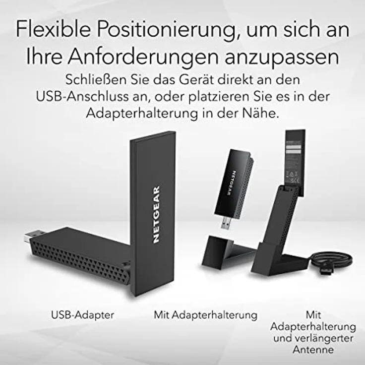 Netgear Nighthawk USB Wlan Stick WiFi 6E USB 3.0 USB Adapter (A8000) | AXE3000 Internet Stick Tri-Band Wireless Gigabit Speed (bis zu 3 Gbit/s) | neues 6 GHz Band | für Windows PC – Bild 5