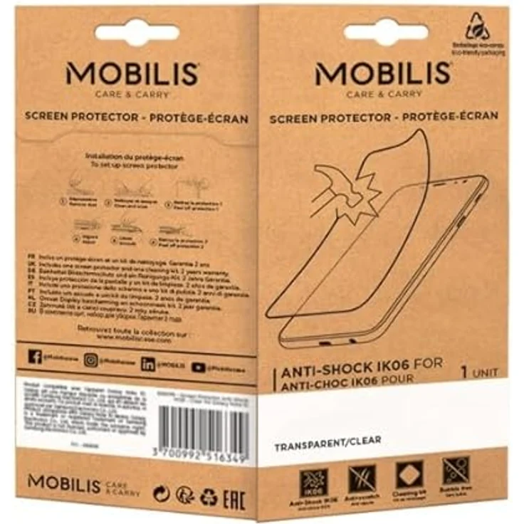 Mobilis Screen Protector Anti-Shock IK06, Klarer Displayschutz für iPhone 16 mit präziser Passform und blasenfreier Montage – Bild 3