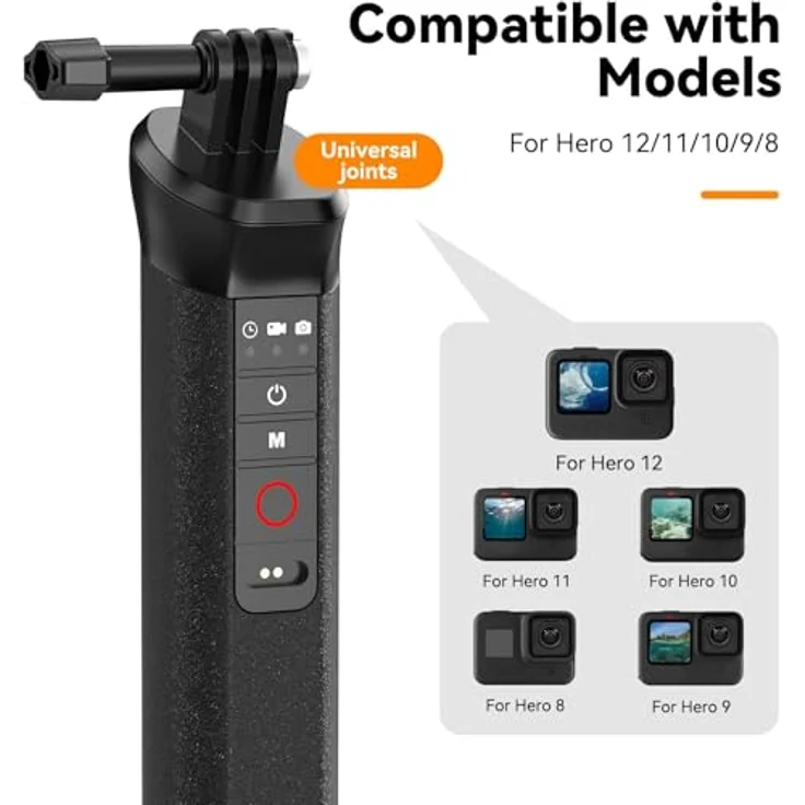 TELESIN Schwimmender Bluetooth-Handgriff für GoPro Hero 13, 12/11/10 Action-Kameras, Unterwasser-Handgriff, Selfie-Stange mit Bluetooth-Fernbedienung - Orange – Bild 4
