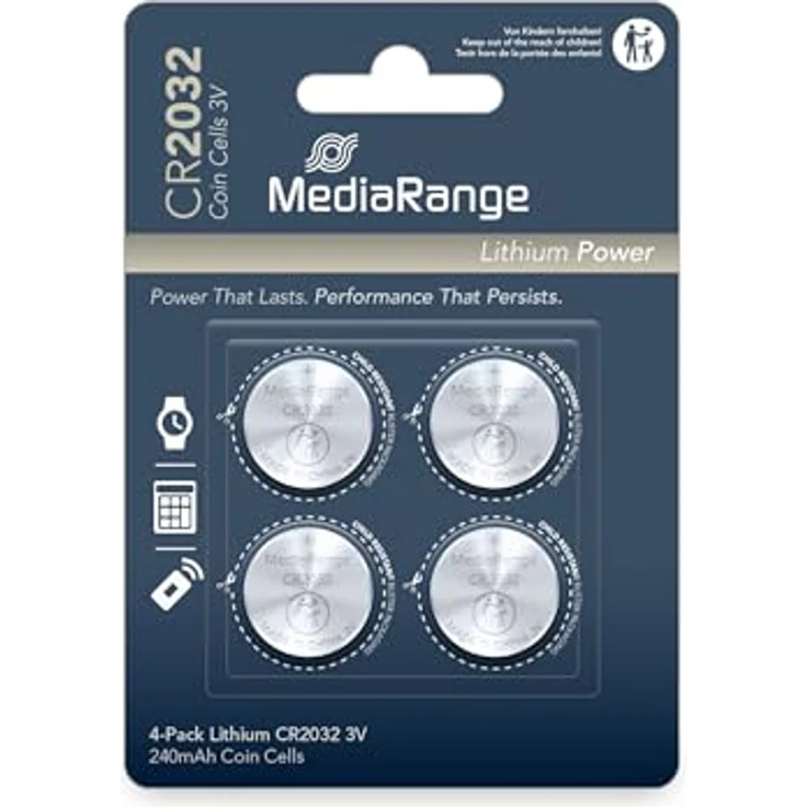 MediaRange Lithium Knopfzellen, CR2032|3V, 4er Pack – Bild 2