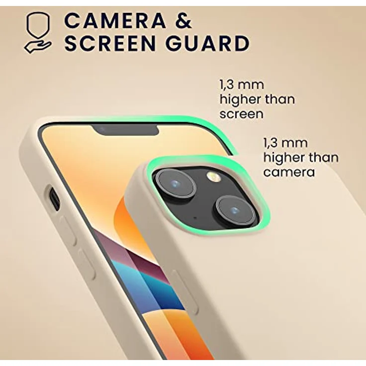 kwmobile Handyhülle für iPhone 14, Silikon Case in Creme, kabelloses Laden, anti-rutsch, stoßfest – Bild 5