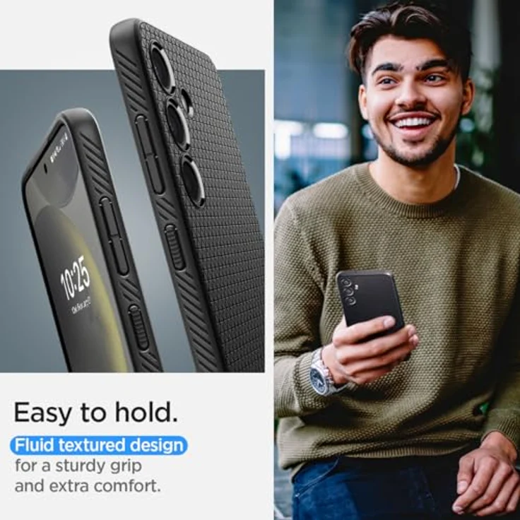 Spigen Liquid Air Hülle Kompatibel mit Samsung Galaxy S24 -Schwarz, Gemustertes TPU, Air Cushion Technologie, Spider Web, Schutzrand – Bild 4