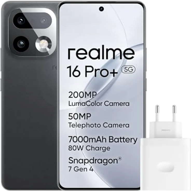 realme 16 Pro+ 5G Smartphone, 512 GB Speicher, 12 GB RAM, Master Grey, NFC – Bild 2