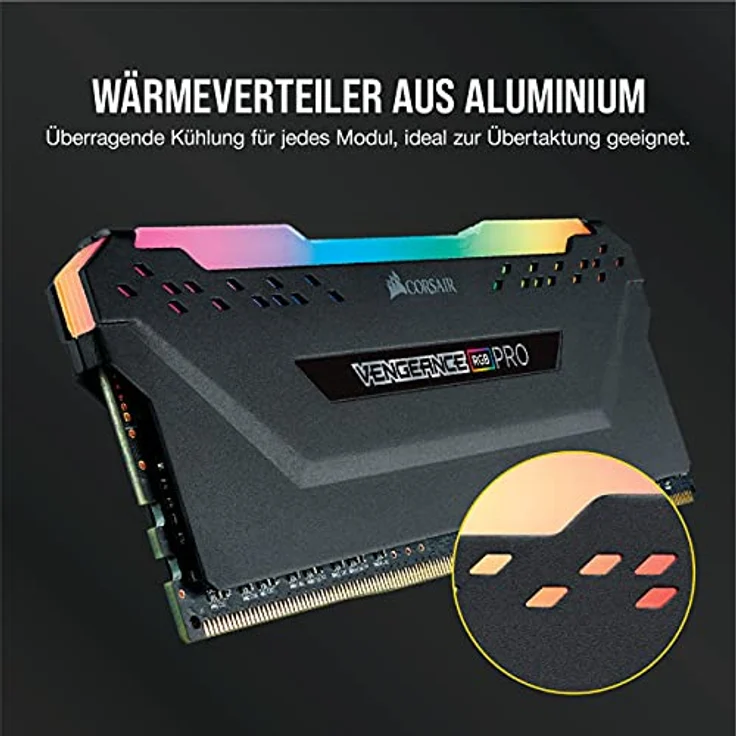 Corsair Vengeance RGB PRO - DDR4 - 32 GB: 2 x 16 GB - DIMM 288-PIN - 3200 MHz / PC4-25600 - CL16 - 1.35 V - ungepuffert - non-ECC - Schwarz (CMW32GX4M2E3200C16) - Preisvergleich – Bild 5