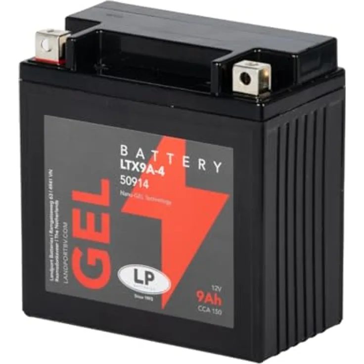 Landport MG LTX9A-4 Motorradbatterie, 12V 9Ah Gel-Batterie mit 150A Kaltstartstrom, wartungsfrei und auslaufsicher