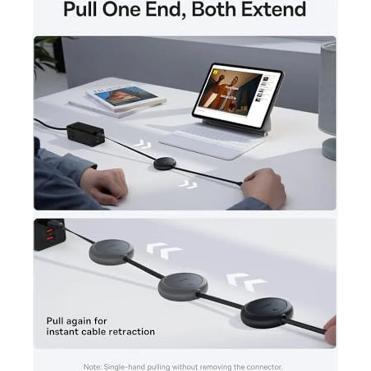 Baseus Free2Pull Mini USB-C zu USB-C Kabel, 60W, 1m, schwarz – Bild 3