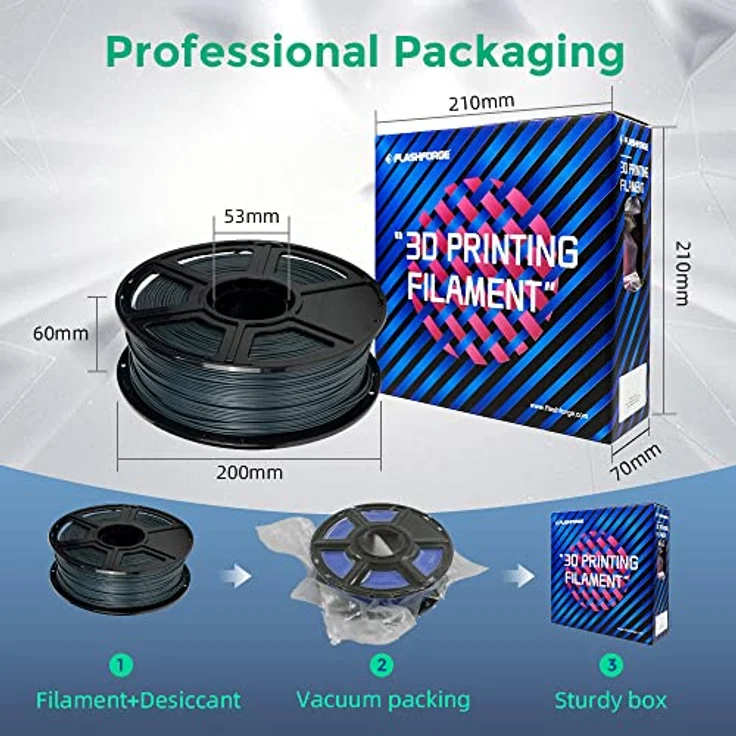 FLASHFORGE ABS PRO 3D-Drucker-Filament, Robust und Hitzebeständig, 1kg Spule (Grau), Maßgenauigkeit +/- 0,02 mm – Bild 5