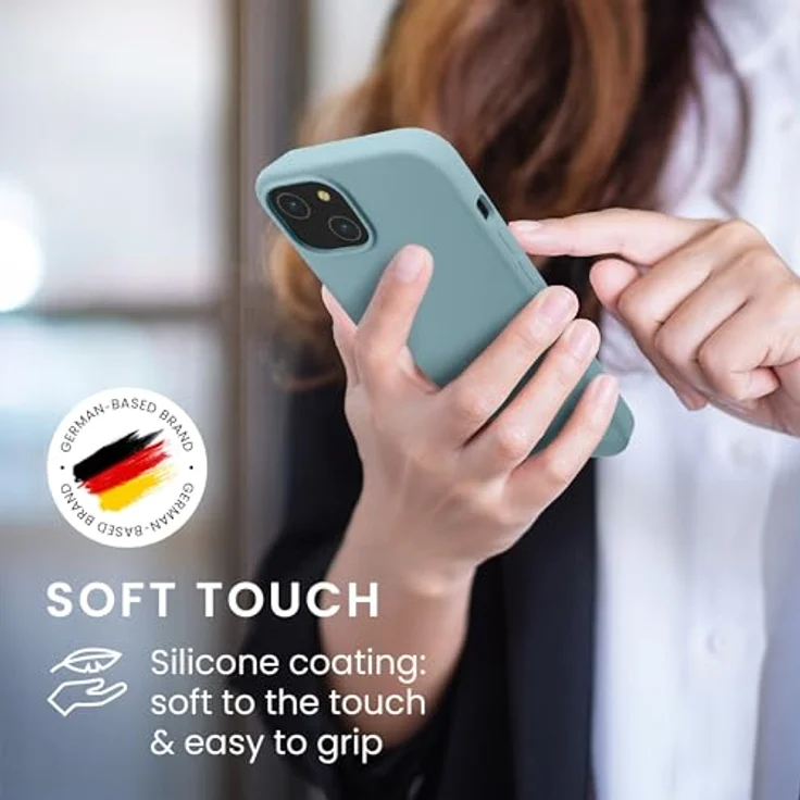 kwmobile Handyhülle für iPhone 14, Silikon Case in Antique Stone, anti-rutsch, kabelloses Laden, stoßfest und kratzsicher – Bild 4
