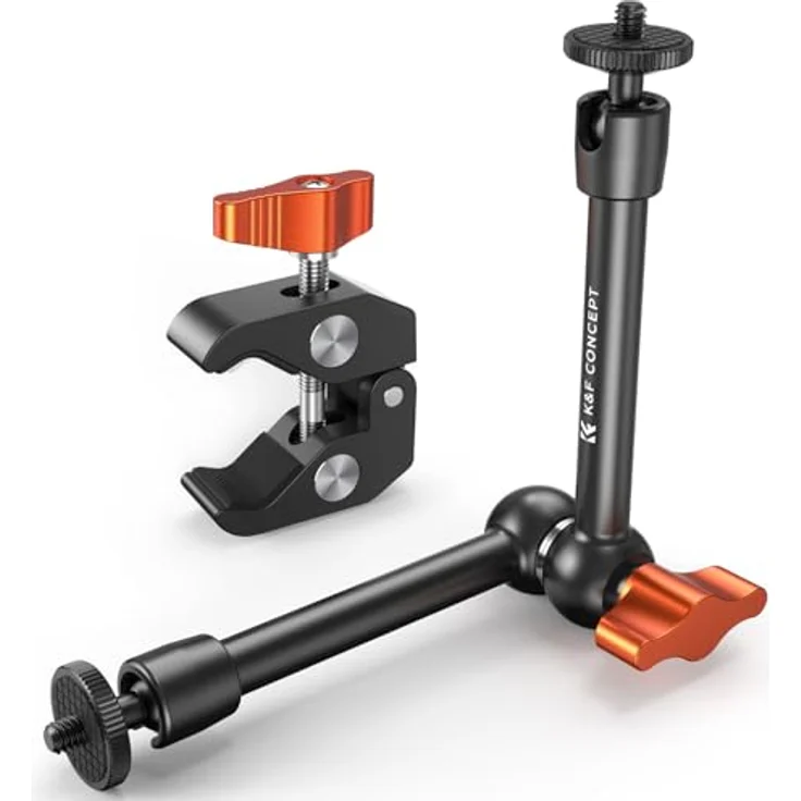 K&F CONCEPT 9,8 Zoll Magic Arm mit Super Clamp, Kamera Halterung für Käfig, Monitor und LED Licht, 2 KG Belastung, Aluminiumlegierung – Bild 1