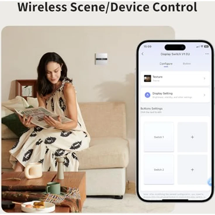 AQARA Display Switch V1, Display-Schalter mit 2,08" LCD, Weiß, Matter- und Zigbee-kompatibel, Energieverbrauchsanalyse, proximitätsaktiviert – Bild 4