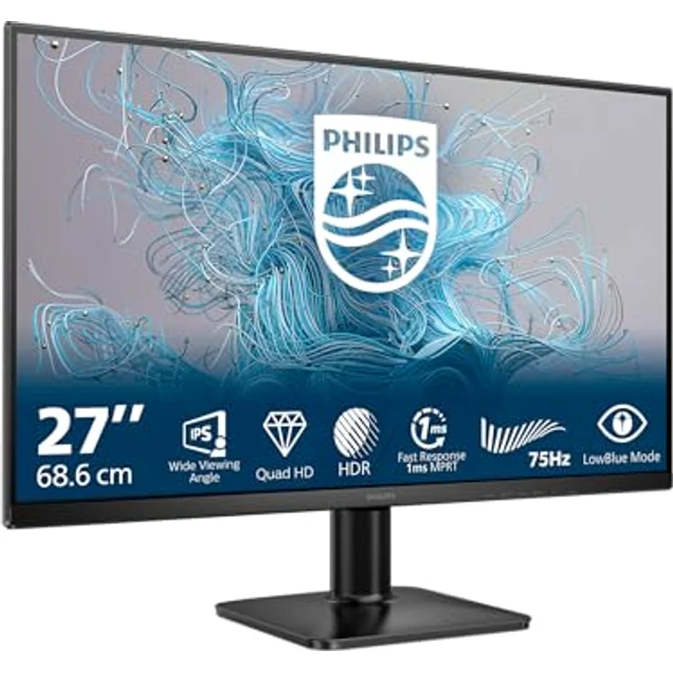 Philips 27E2N1500L, 27 Zoll QHD Monitor mit 75Hz, IPS, 1ms MPRT, Adaptive Sync, HDR10, Höhenverstellung, Schwarz – Bild 1