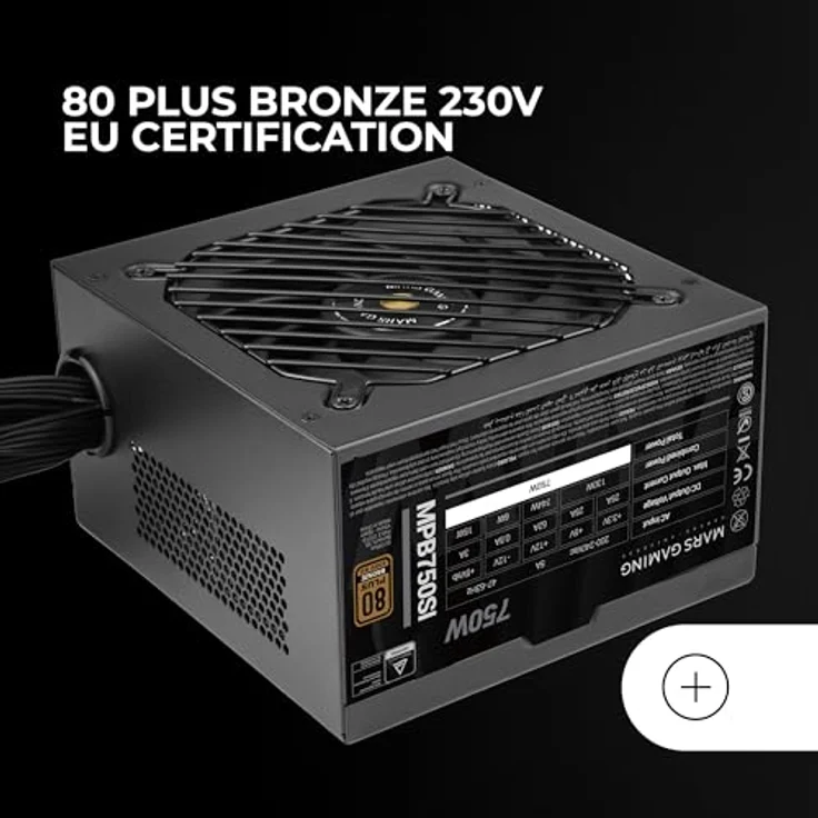 Mars Gaming MPB750SI, PC-ATX-Netzteil 750W, 7 Jahre Garantie, 80Plus Bronze 230V, 90% Effizienz, SI Extreme Silence Lüfter mit Kupferkern, AI2-RPM-, DC-DC- und SMD-Technologien, Schwarz – Bild 5