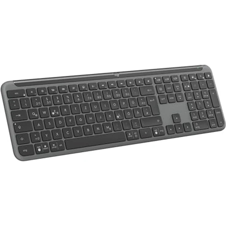 Logitech Signature Slim K950 kabellose Tastatur, schlankes Design, Wechseln zwischen Geräten beim Tippen, leises Tippen, Bluetooth, Multi-OS, Windows, Mac, Chrome, DEU QWERTZ-Layout, Graphit – Bild 1