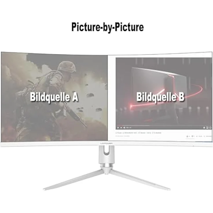 LC-POWER 34 Zoll Ultra WQHD Gaming Curved Monitor 3440x1440, 165Hz, HDR10, 1ms, 1500R, FreeSync, USB-Hub,KVM-Switch, LC-M34-Q-C-PRO, Schwarz – Bild 5