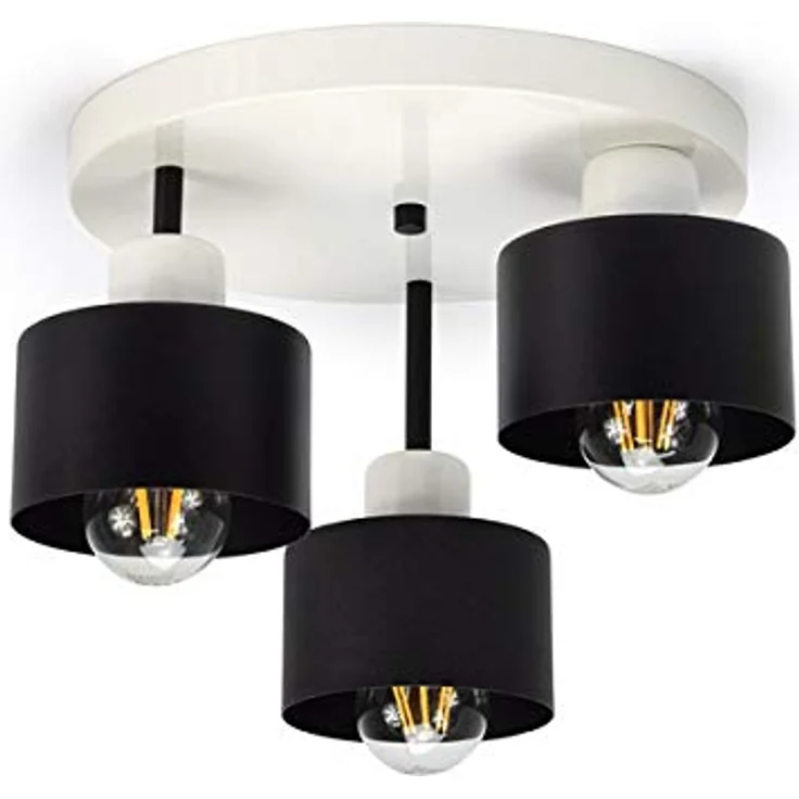 FKL DESIGN Home Deco Deckenlampe Schwarz Kupfer 3-flammig Retro Design 230V 382-e3 Skandi (Weiß) – Bild 1