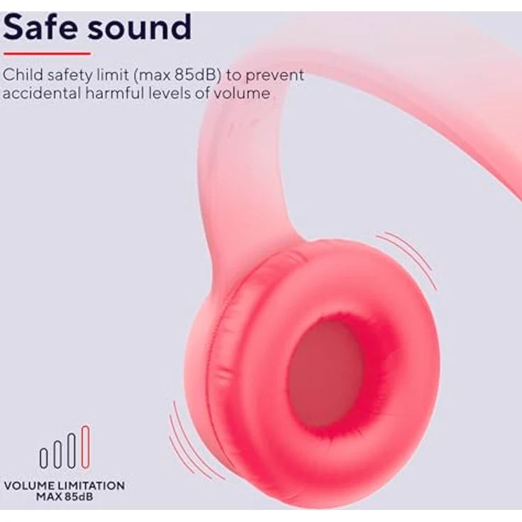 Trust Nouna Kinder Kopfhörer mit Kabel, Lautstärkenbegrenzer (85dB), On Ear Faltbares Headset mit Mikrofon, 3.5mm Klinke, Aufkleber, Rosa – Bild 3