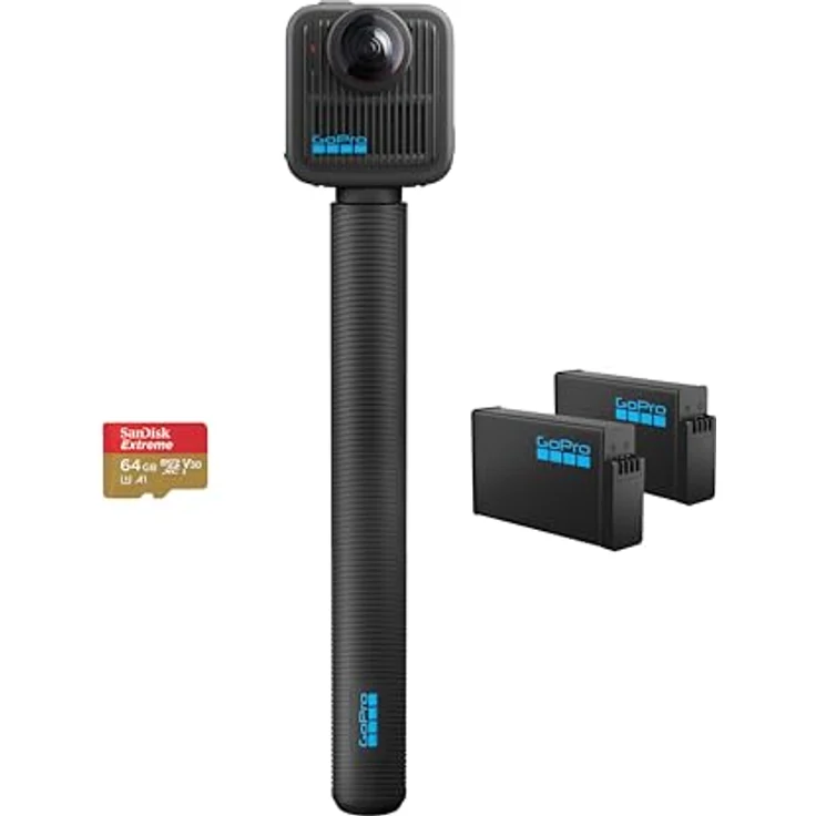 GoPro MAX2, 360° Action-Cam mit 8K Video, inklusive 1,2 m Verlängerungsstange, 2 Enduro-Akkus und 64 GB microSD-Karte – Bild 2