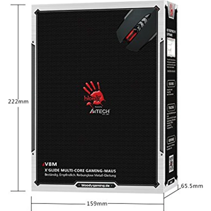 Bloody V8MA, Kabelgebundene Gaming Maus mit 3200 DPI, Metal Glides und AHEAD-Technologie, schwarz – Bild 9