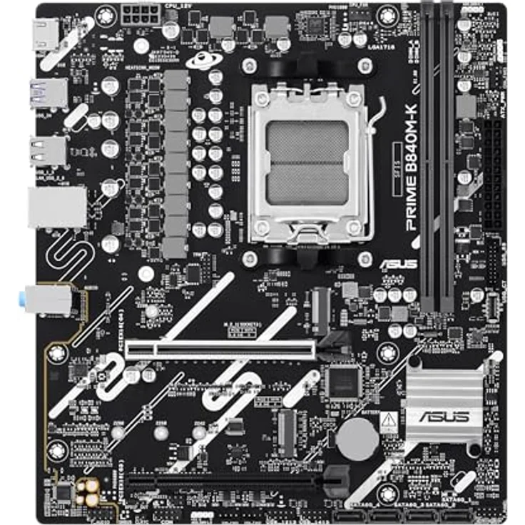 ASUS PRIME B840M-K, Mainboard für AMD Ryzen 7000/8000/9000 Serie, Sockel AM5, DDR5, 128 GB, Schwarz – Bild 2